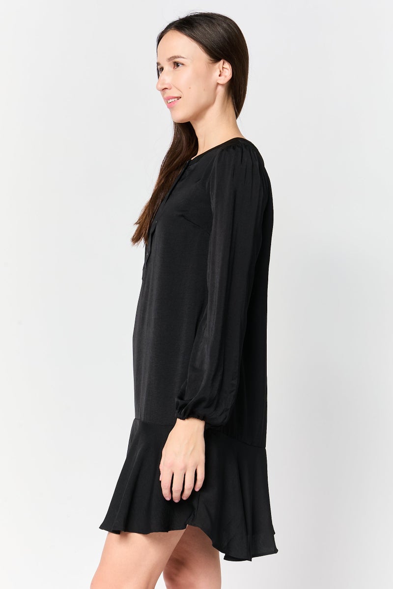 GAP Women Solid Mini Dress, Black - Image 4
